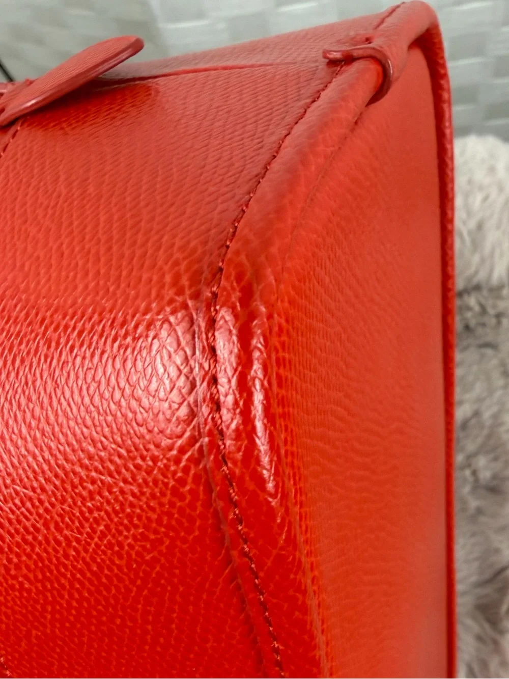 EUC!! Coach Cora Dome Satchel in Cardinal Red CrossGrain Leather. Gold hardware.